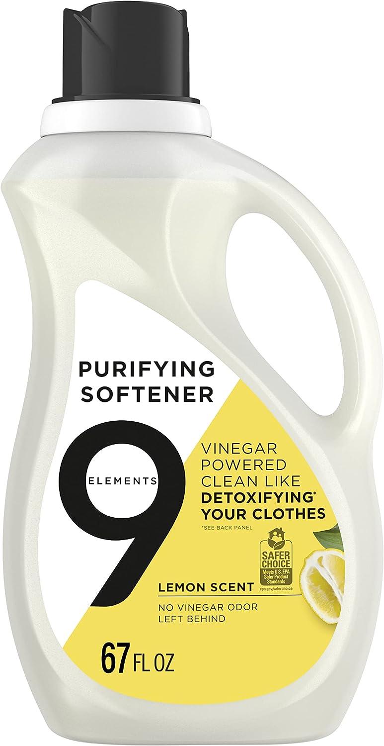 9 Elements Liquid Purifying Fabric Softener, Lemon Scent, 67 oz