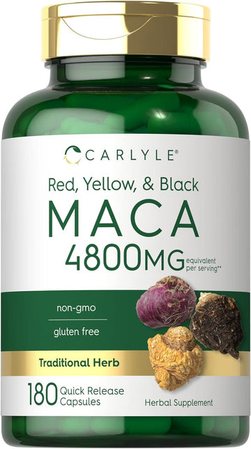 Carlyle Maca Root Capsules | 4800Mg | 180 Count | High Potency Extract | Non-Gmo And Gluten Free Formula