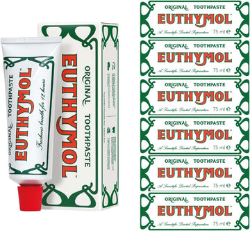 Euthymol Original Toothpaste 75Ml X 6, Fluoride Free Anti-Plaque Antibacterial Cavity Teeth Gums Clean Healthy Protection Refresh Daily Oral Enamel Dental Care