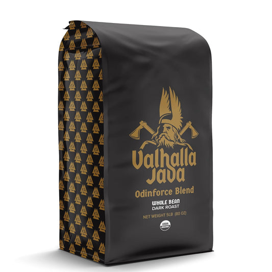 Valhalla Java Whole Bean Coffee by Death Wish Coffee, Fair Trade and USDA Certified Organic - 5 Lb Bag
