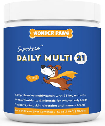 Premium Multivitamin For Dogs Daily Multi For Immune, Mood, Joint, Skin, Heart & Digestive Health - 21 In 1 Dog Multivitamins For Optimal Health Essential - 60 Multivitamin Dog Chews