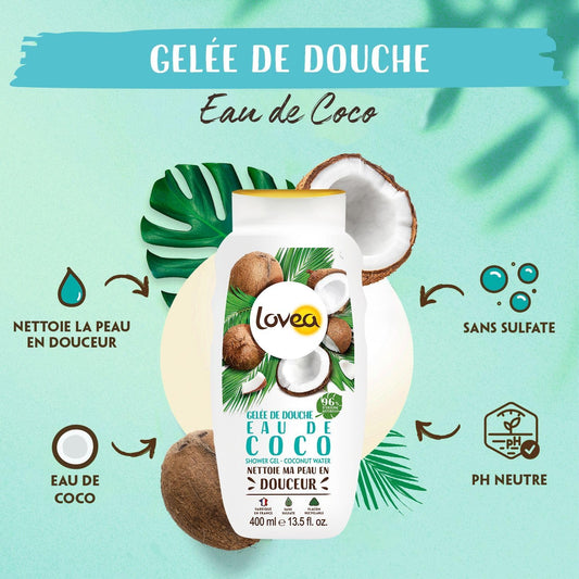 Lovea - Shower Gel, Eau De Cokos, 400 Ml, Made In France