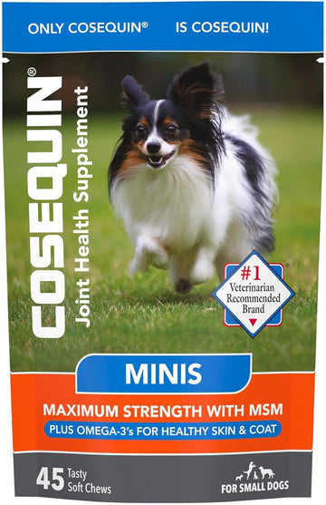 Nutramax Cosequin Minis Maximum Strength Joint Health Supplement - With Glucosamine, Chondroitin, Msm, And Omega-3'S, 45 Soft Chews