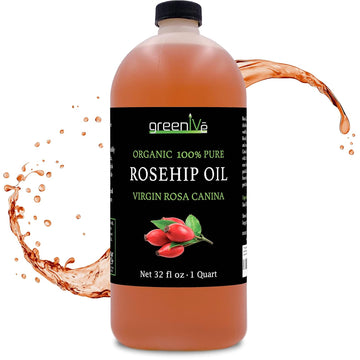 Greenive Organically Grown Rosehip Oil Rosa Canina 100% Pure Cold Pressed Virgin Oil Natural (16 Fl Oz)