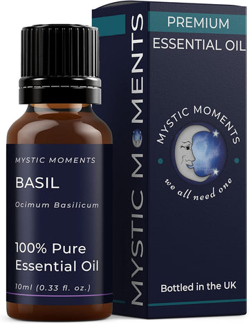 Mystic Moments | Basil Essential Oil 10ml - Pure & Natural oil for Diffusers, Aromatherapy & Massage Blends Vegan GMO Free