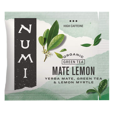 Numi Organic Maté Lemon Tea, 100 Tea Bags, Yerba Mate With Green Tea & Lemon Myrtle, Caffeinated