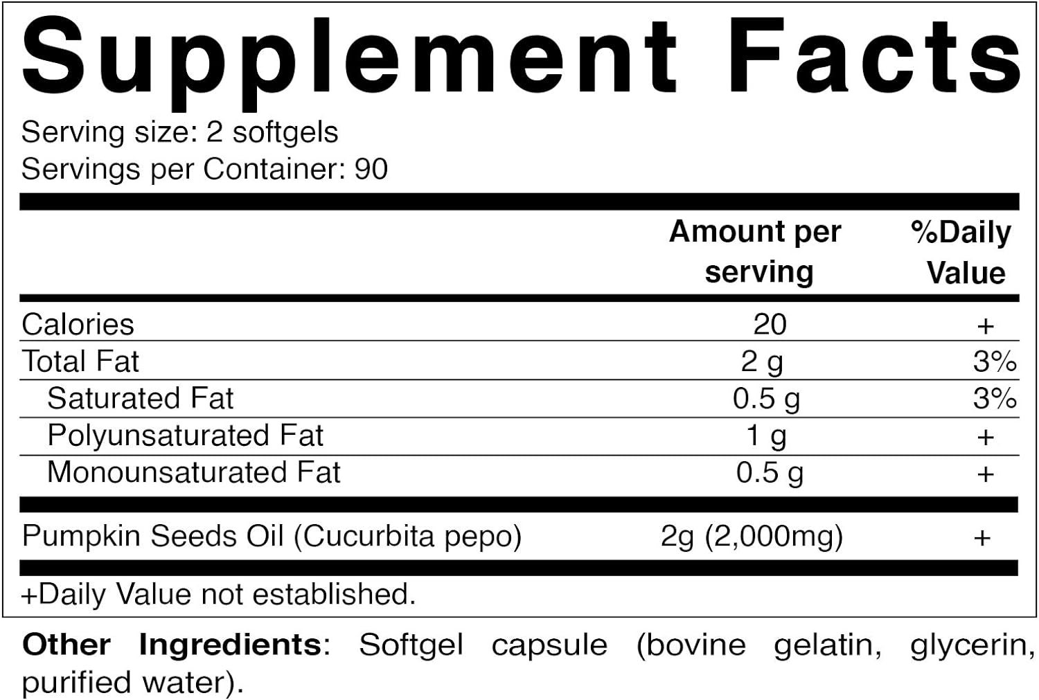 Vitamatic Pumpkin Seed Oil 2000mg Softgel Capsules per Serving - 180 Softgels - 1000mg per softgel : Health & Household