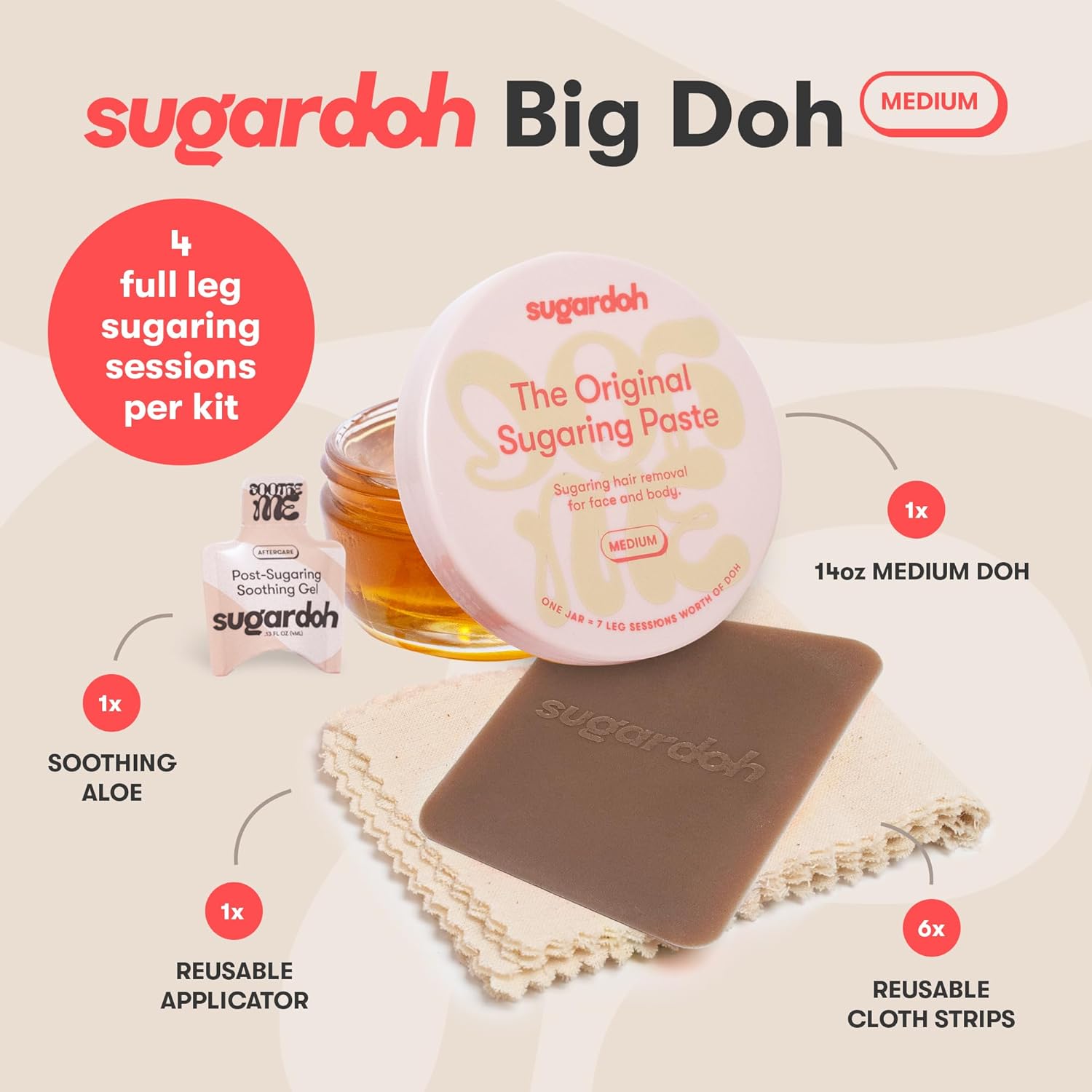 Sugar Waxing Kit For Women As Seen On Shark Tank (Vintage Kit Medium) - Face, Arms, & Legs - Sugar Wax Hair Removal - Sugaring Tiktok Products - Bikini Wax Kit For Women - Sugaring Kit