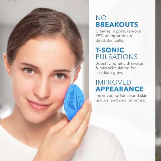 Foreo Luna Mini 2 Facial Cleansing Brush - Travel Accessories - Face Massager Electric - All Skin Types Ultra-Hygienic Skincare - Simple Face Wash - Silicone Electric Face Cleanser - Aquamarine
