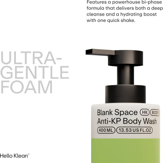 Hello Klean Blank Space Anti-Kp Body Wash - Bi-Phase Cleanser Deeply Cleans & Removes Hard Water Residue - Hydrating Boost For Skin Moisture - Soothe Rough Dry & Sensitive Skin - Dermatologist Tested