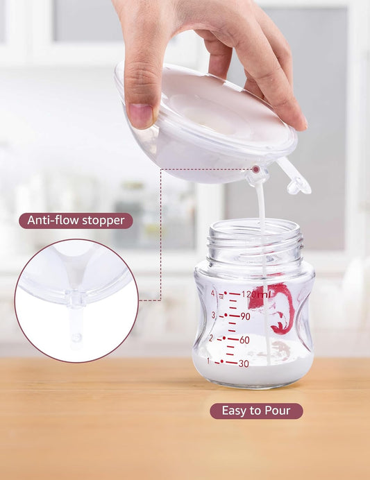 HOFISH Wearable Milk Collector Breast Shells for Sore Nipples for Pumping or Breastfeeding, Easy to Wear, Made Without BPA White