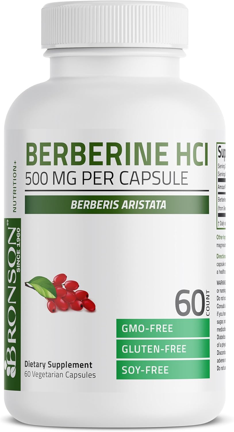Bronson Berberine As Berberine Hci Berberis Aristata 500Mg Per Vegetarian Capsule Non-Gmo, 60 Vegetarian Capsules