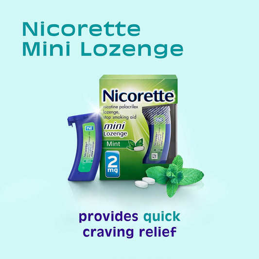 Nicorette 2 mg Mini Nicotine Lozenges to Help Stop Smoking - Mint Flavored Stop Smoking Aid, 2-Pack, 81 Count, Plus Advil Dual Action Coated Caplets with Acetaminophen, 2 Count