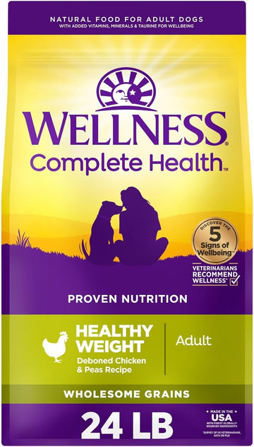 Wellness Complete Health Dry Dog Food, Healthy Weight Deboned Chicken & Peas Recipe, 24 Pound Bag