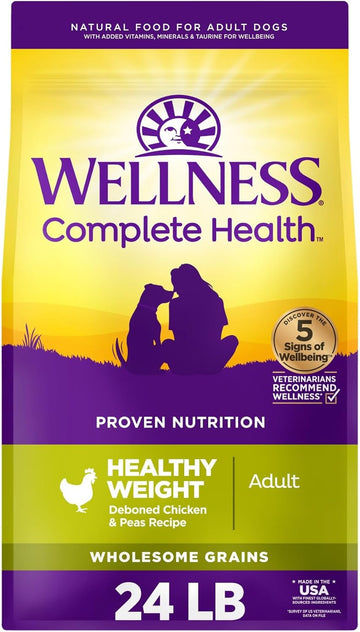 Wellness Complete Health Dry Dog Food, Healthy Weight Deboned Chicken & Peas Recipe, 24 Pound Bag