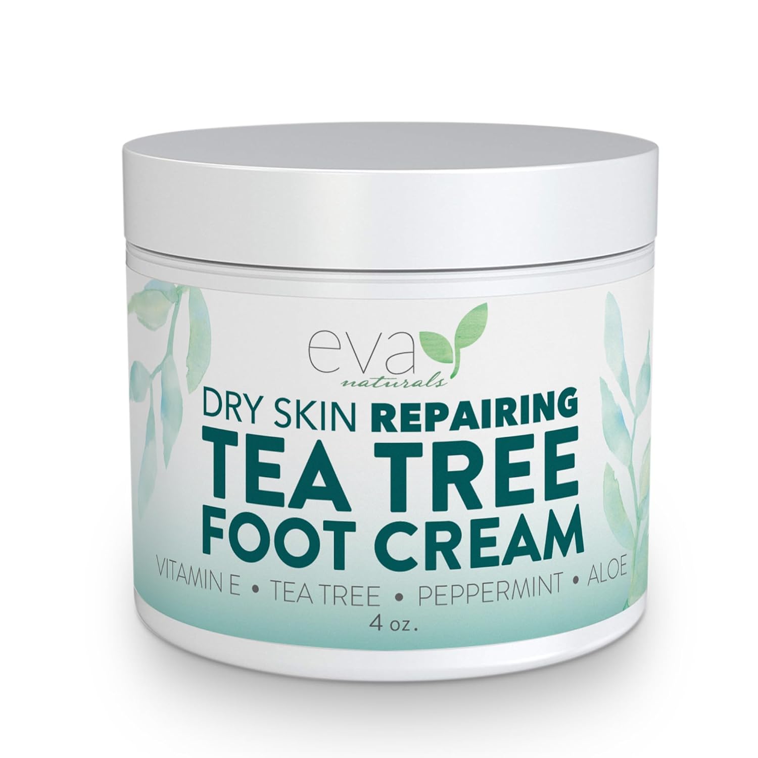 Eva Naturals Tea Tree Foot Cream - Foot Lotion With Peppermint, Menthol And Spearmint - Soothing Foot Cream Treatment For Dry Cracked Heels And Feet