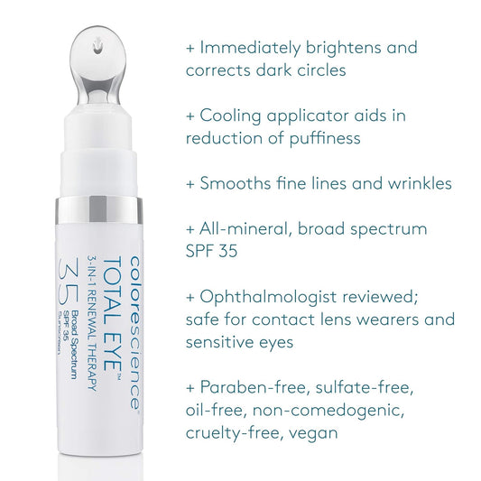 Colorescience Total Eye 3-In-1 Renewal Therapy, 0.23 Fl Oz, Medium