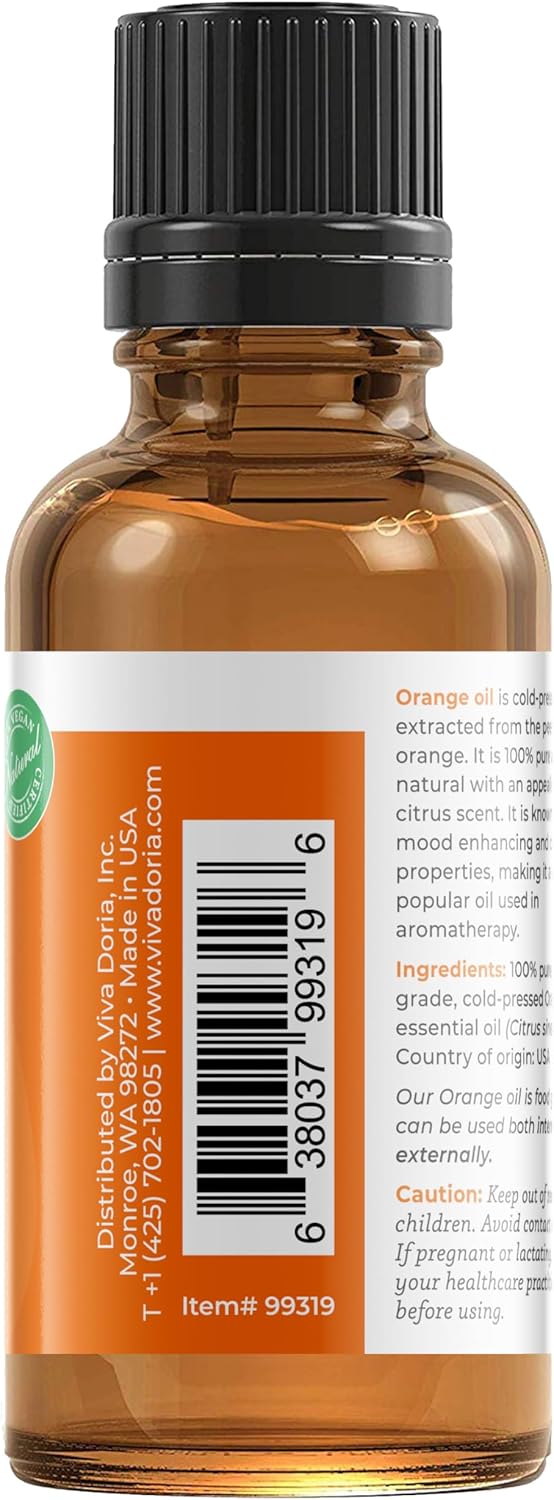 Viva Doria 100% Pure Sweet Orange Essential Oil, Undiluted, Food Grade, USA Orange Oil, 30 mL (1 Fl Oz) : Health & Household