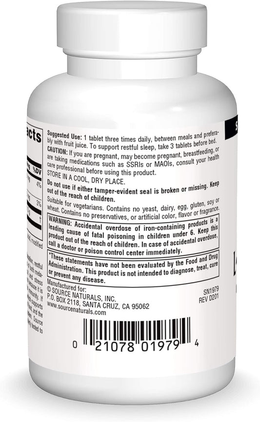 Source Naturals L-Tryptophan, For Mood, Relaxation, And Sleep*, 500Mg - 60 Tablets