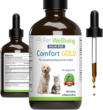 Pet Wellbeing Comfort Gold For Dogs & Cats - Vet-Formulated - Supports Physical Comfort - Natural Herbal Supplement 4 Oz (118 Ml)