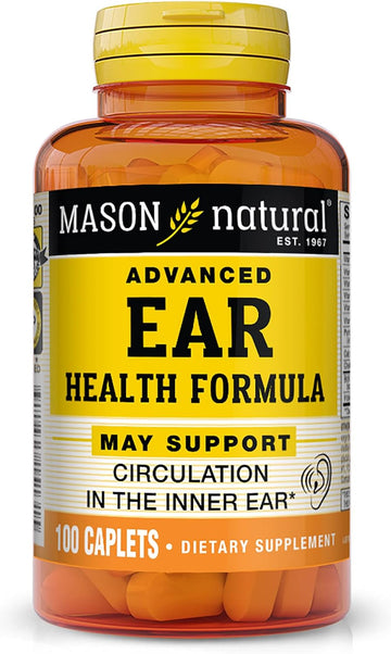 Mason Natural Advanced Ear Health Formula - Supports Healthy Circulation In The Inner Ear, Ringing Ears Relief, 100 Caplets