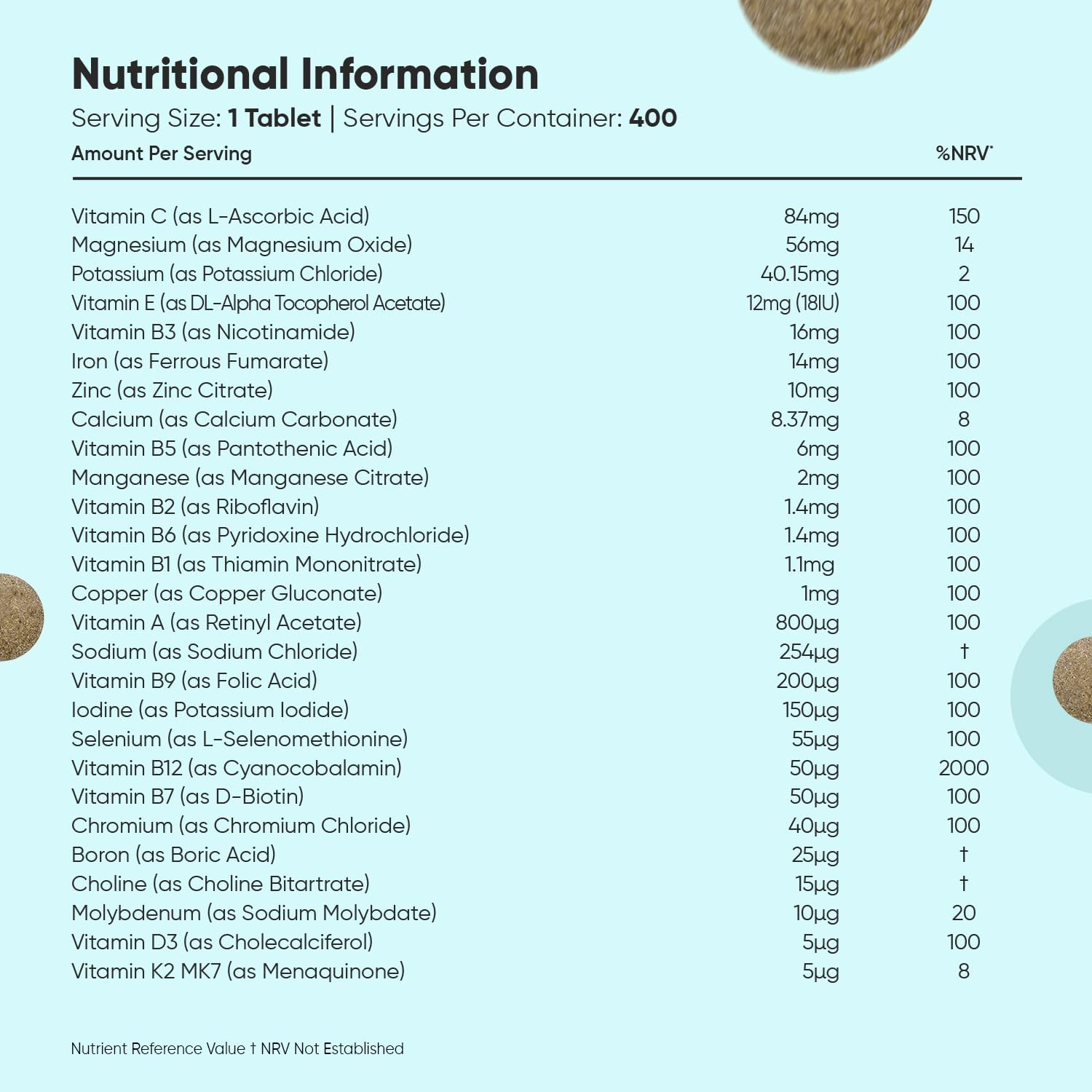 Multivitamin Tablets for Women & Men - 27 Essential Nutrients - 400 Small Tablets - 1+ Year Supply - Tasty Peppermint Flavour - Vegan Multi Vitamins & Minerals Like Vitamin D, C, Calcium, Iron & Zinc : Amazon.co.uk: Health & Personal Care