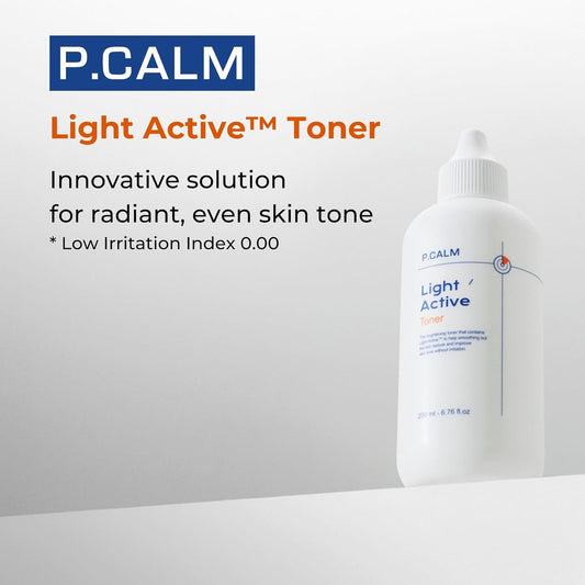 P.Calm Light Active Toner 6.7 Fl.Oz | Vegan Hyperpigmentation Dark Spot Correction Facial Toner For Sensitive Skin | Korean Skincare