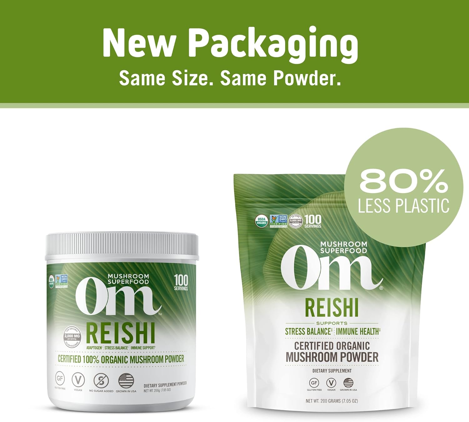 Om Organic Mushroom Superfood Powder, Reishi, 7.05  (100 Servings), Stress & Immune Support Supplement