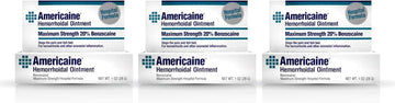 Americaine Hemorrhoidal Ointment Maximum Strength 20% Benzocaine 1 Oz (Pack Of 3)