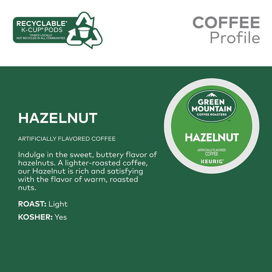 Green Mountain Coffee Roasters Hazelnut, Single-Serve Keurig K-Cup Pods, Flavored Light Roast Coffee, 24 Count