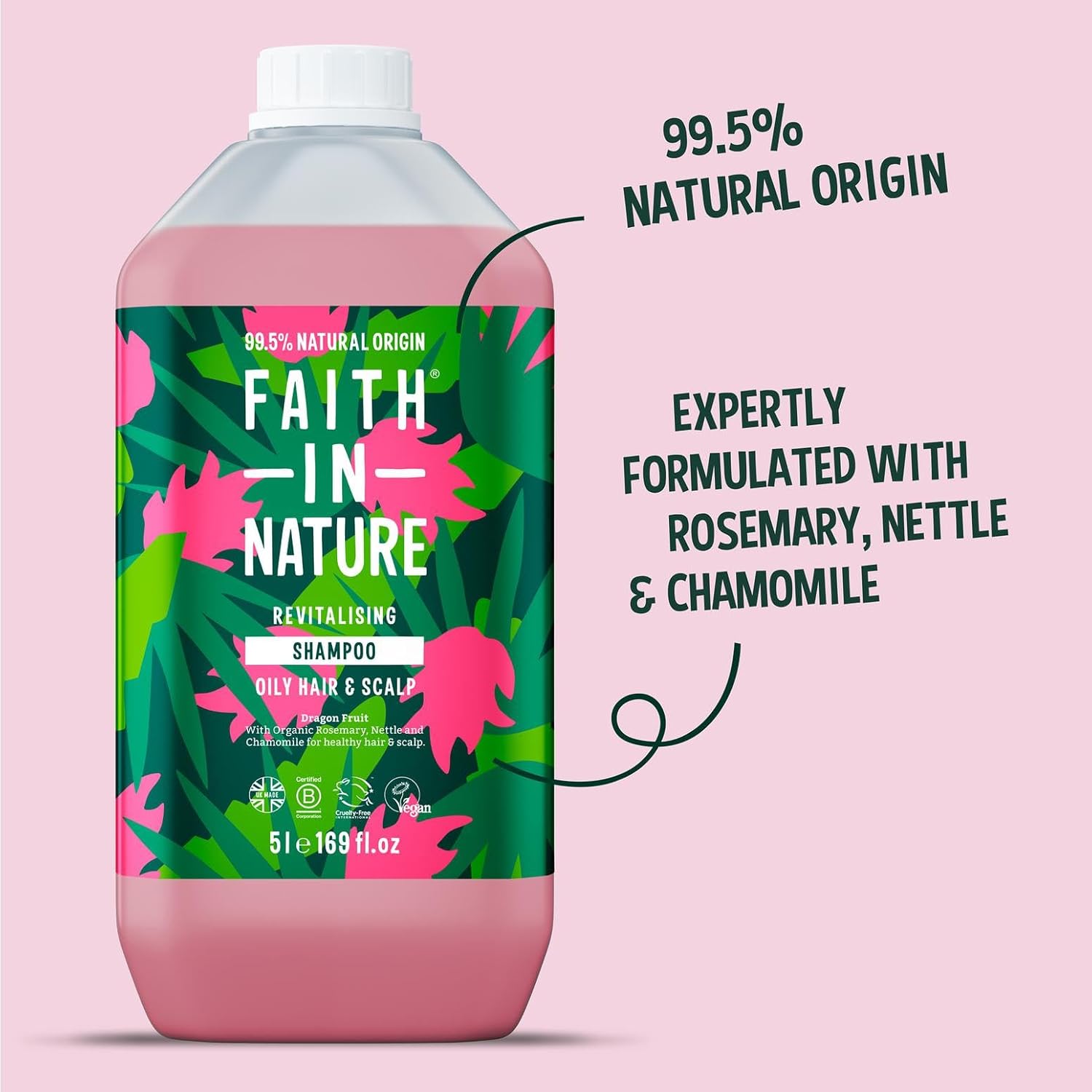 Faith In Nature Natural Dragon Fruit Shampoo, Revitalising for Oily Hair & Scalp, Vegan & Cruelty Free, No SLS, Silicones or Parabens, 5L Refill Pack : Amazon.co.uk: Beauty
