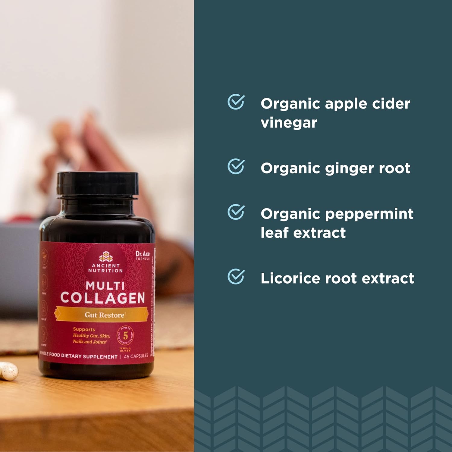 Ancient Nutrition Collagen Pills With Probiotics For Gut Health, Multi Collagen Capsules Gut Restore 90 Ct, Supports Gut, Joints, Hair & Nails, Gluten Free, Paleo And Keto Friendly : Health & Household