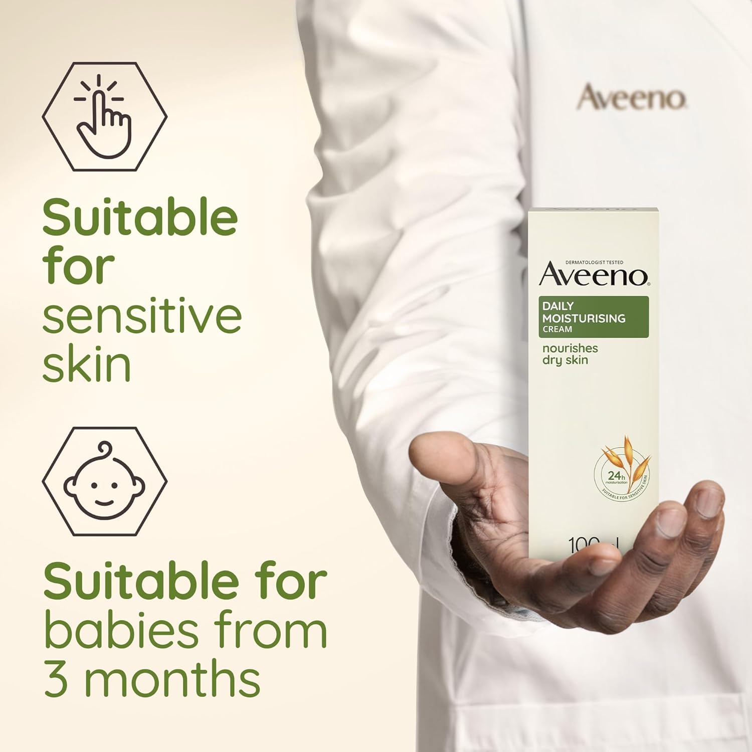 Aveeno Moisturising Cream (1x 100ml), Nourishing Body Lotion with Hydrating Colloidal Oatmeal, Full Body Moisturiser for Dry and Sensitive Skin, Suitable for Adults and Babies from 3 Months : Amazon.co.uk: Beauty