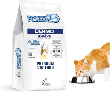 Forza10 Active Dermo Support Diet Dry Cat Food, Dry Cat Food Sensitive Stomach And Skin For Adult Cats, Fish Flavor Cat Food For Skin, Omega 3 And 6 For Healthy Skin And Coat, 4 Pound Bag