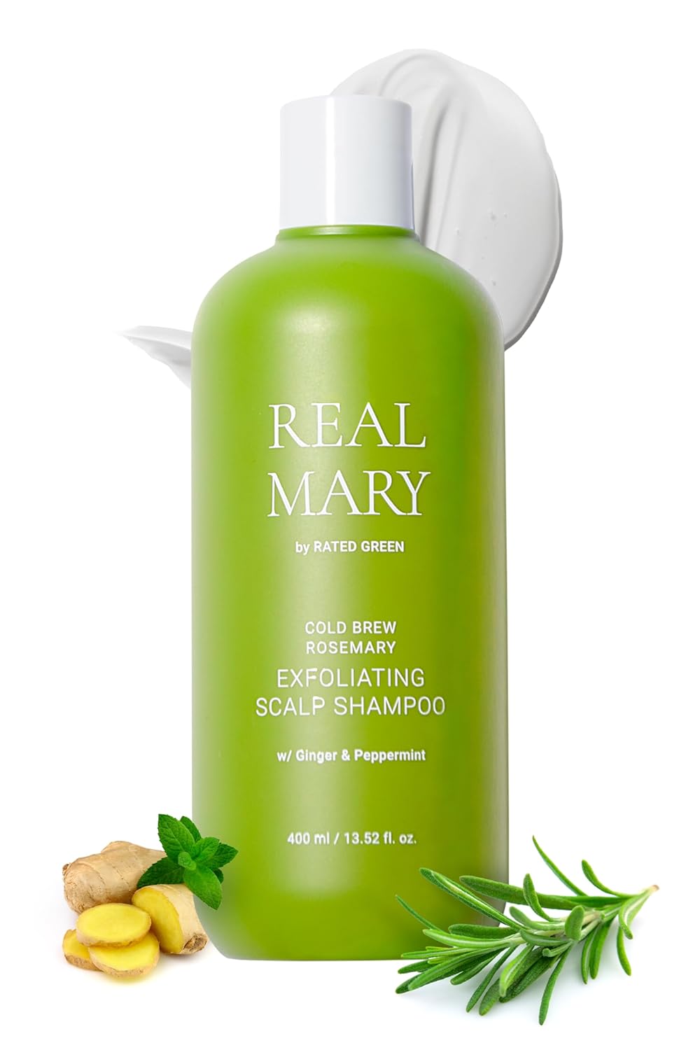 RATED GREEN REAL MARY Exfoliating Scalp Shampoo - Rosemary Scalp Scrub & Hair Shampoo | Gentle Scalp Moisturizer & Dry Scalp Shampoo | Itchy Scalp Shampoo Organic Rosemary Hair Shampoo 13.52 fl oz