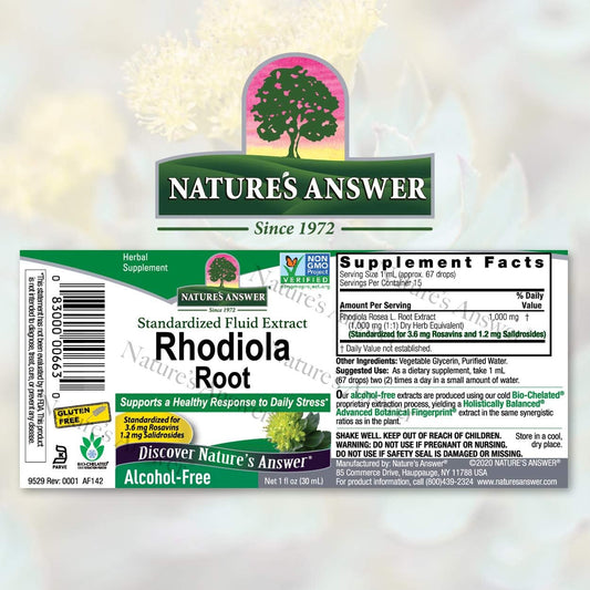 Nature's Answer Rhodiola Root | Super Concentrated Herbal Supplement | Helps Aid & Reduce Stress | Alcohol-Free, Gluten-Free and Kosher Certified 1