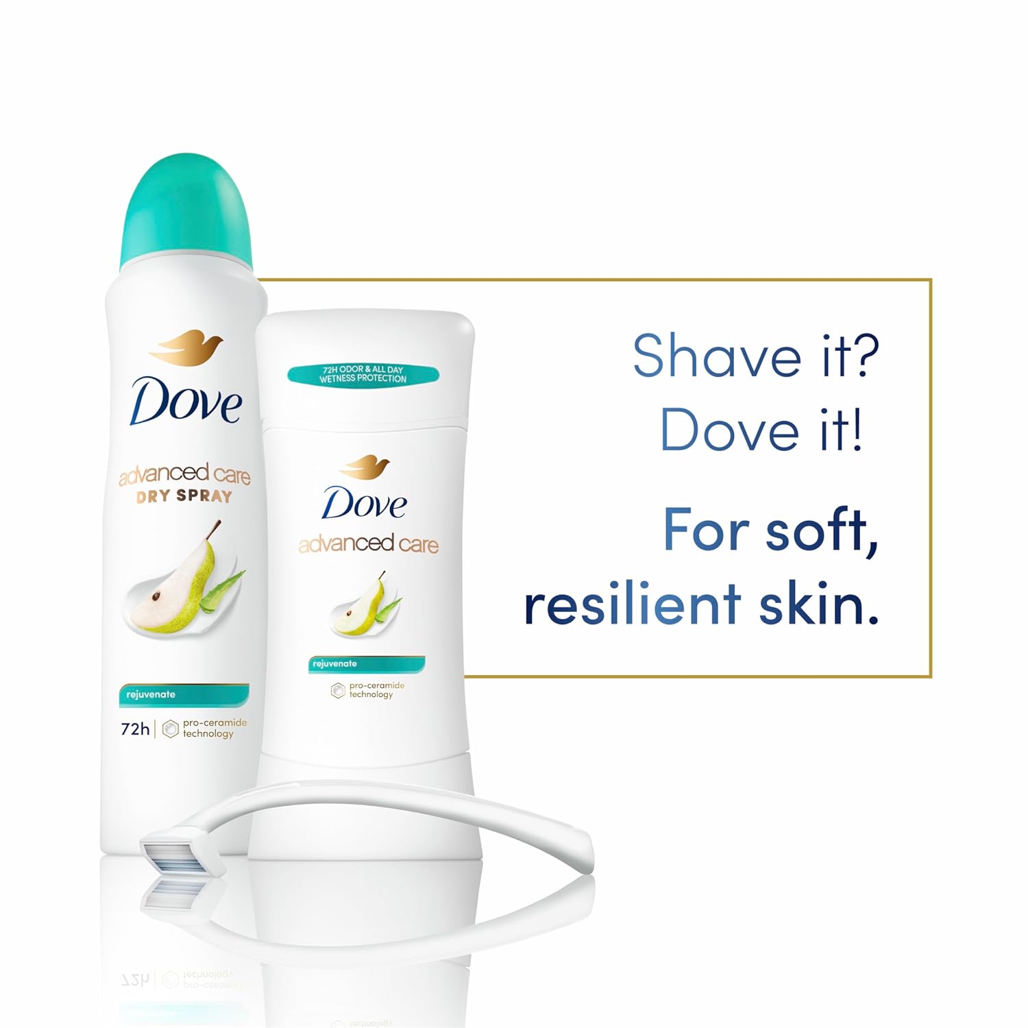 Dove Advanced Care Antiperspirant Deodorant Stick Rejuvenate 4 Count to help skin barrier repair after shaving by boosting skin's ceramide levels 72-hour odor control for soft underarms 2.6 oz : Beauty & Personal Care