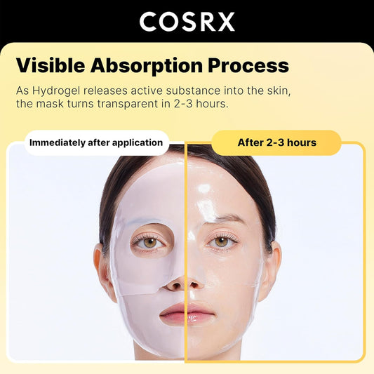 COSRX Advanced Snail Mucin Glass Glow Hydrogel Face Masks Skincare, Collagen Mask, Overnight Peel Off Korean Face Mask for Hydration Boost, Glass Skin Face Mask Korean Skincare, Pack of 3