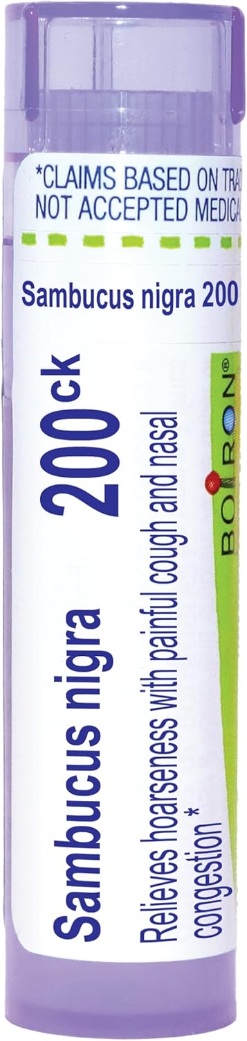Boiron Sambucus Nigra 200Ck For Hoarseness With Painful Cough & Nasal Congestion - 80 Pellets