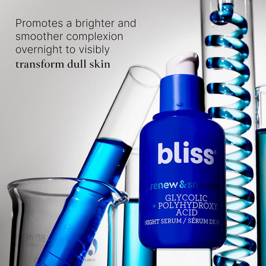 Bliss Renew & Smooth - Glycolic + Polyhydroxy Acid Night Serum + BlissPro™ Liquid Exfoliant - Daily Exfoliating Treatment