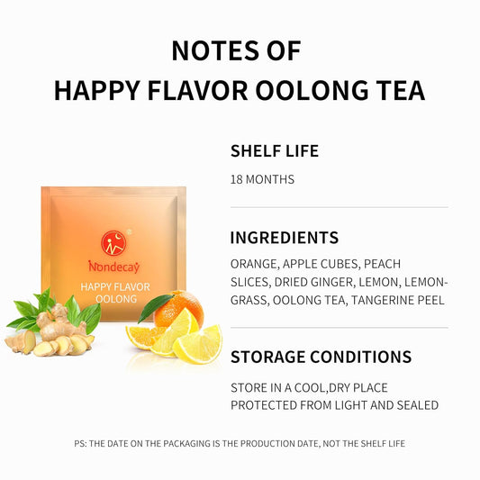Happy Flavor Oolong Tea|Nondecay Tea Sampler With 7 Pyramid Tea Infuser Bags - Fruit, Herb And Flower Tea For Cold Brew & Hot Brew, Birthday, Hostess And Co-Worker Fall Gifts