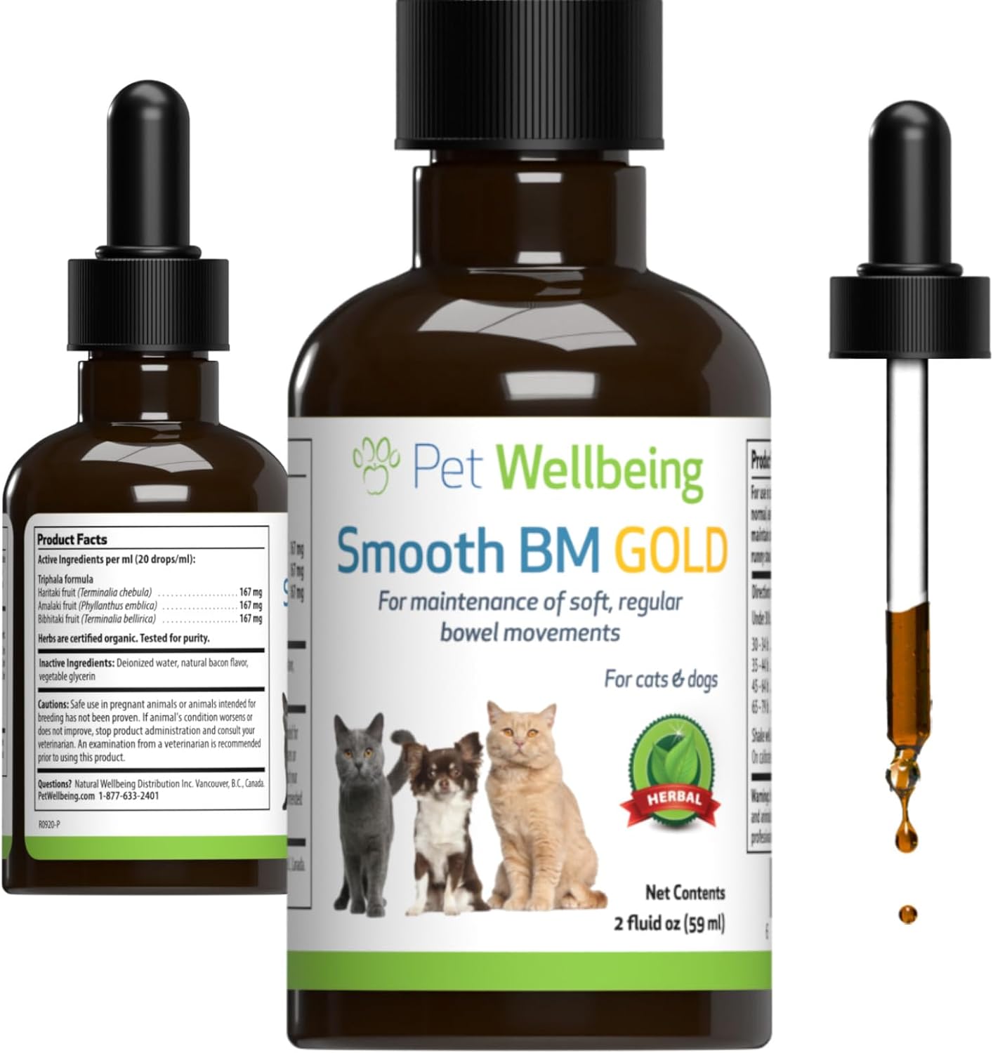 Pet Wellbeing Smooth Bm Gold For Dogs - Vet-Formulated - Gentle Constipation Relief For Canines - Natural Herbal Supplement 2 Oz (59 Ml)