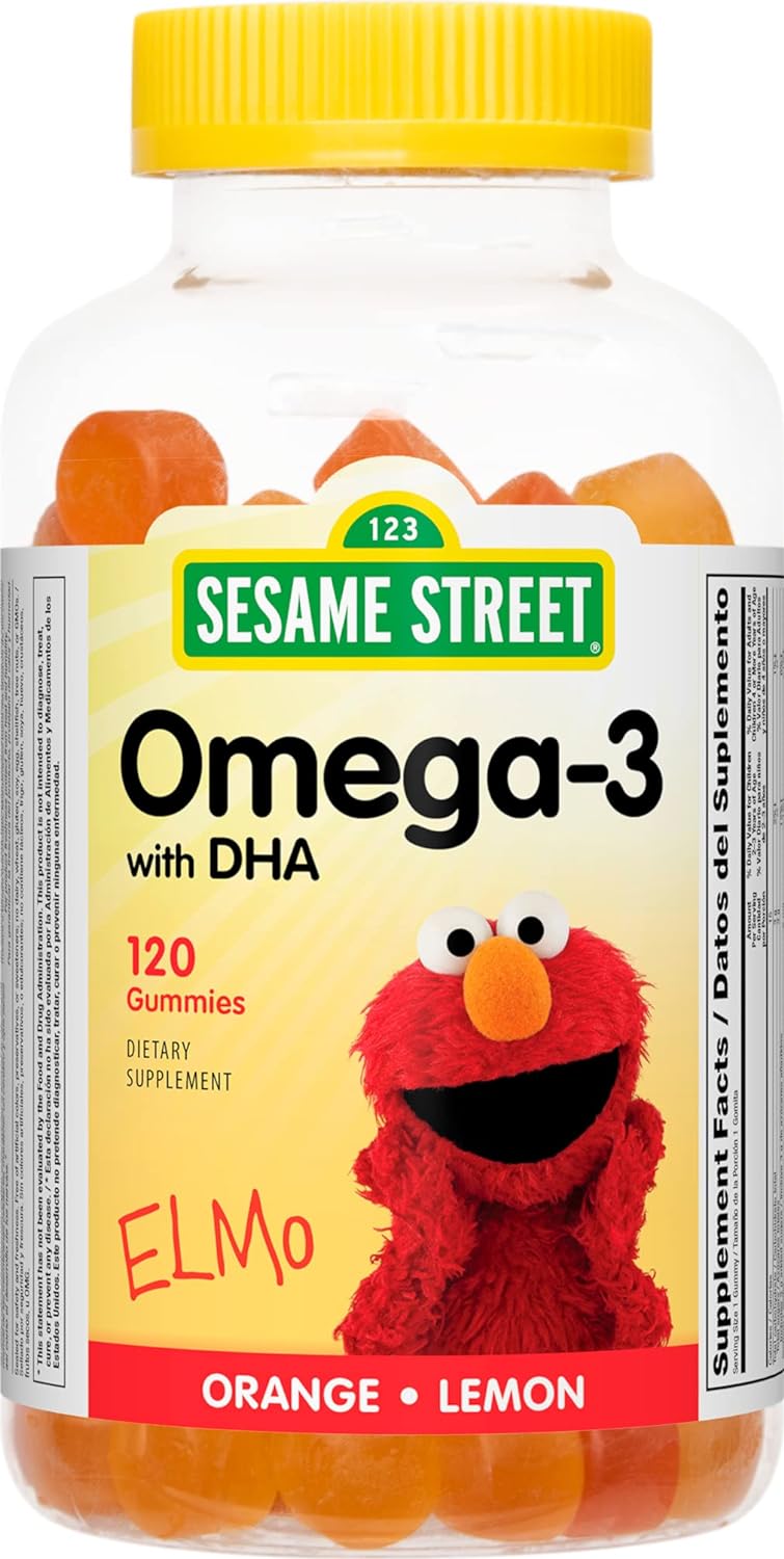 Sesame Street Omega 3 Gummies for Kids, 120 Gummies, 4 Month Supply, N