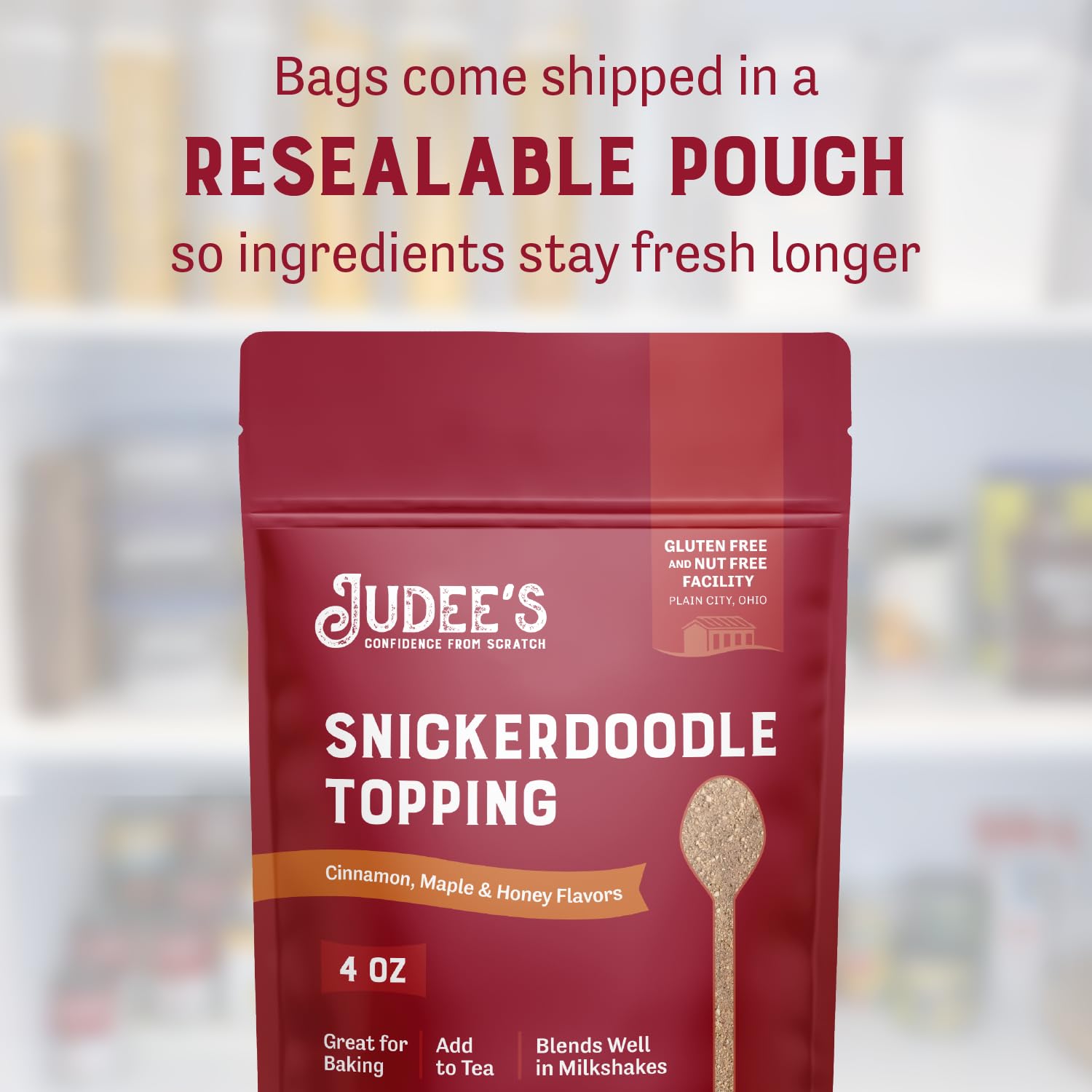 Judee'S Snickerdoodle Topping - 4 Oz - Delicious And 100% Gluten Free - Great For Baked Goods, Cookies, Milkshakes, And Dessert Toppings - Sweet And Savory