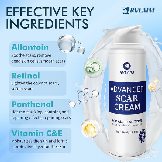 Scar Cream Gel, Advanced Silicone Scar Gel, Professional Scar Removal Cream For Surgical Scars, Stretch Mark, Keloid Bump, C-Section, Old And New Scars 1.7 Oz(50G)