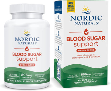 Nordic Naturals Omega Blood Sugar, Lemon - 60 Soft Gels - 896 mg Omega-3 + Alpha-Lipoic Acid & Chromium - Metabolism - Non-GMO - 30 Servings