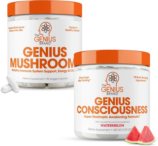 Genius Nootropic Supplement Bundle - Mushroom and Consciousness – Supports Immune System,Focus, Energy and Brain Booster : Health & Household