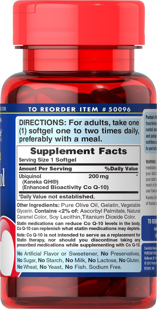 Puritan'S Pride Ubiquinol 200Mg, Supports Heart Health, 60 Softgels