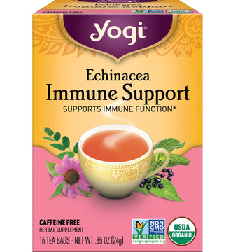 Yogi Tea - Echinacea Immune Support (6 Pack) - Supports Immune Function With Elderberry And Mullein - Caffeine Free - 96 Organic Herbal Tea Bags