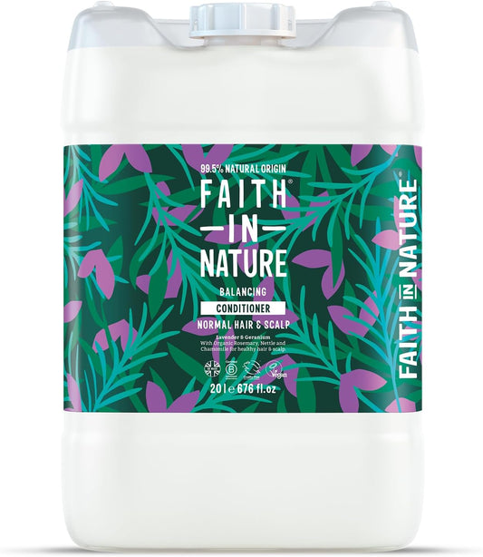 Faith In Nature Natural Lavender & Geranium Conditioner, Balancing for Normal Hair & Scalp, Vegan & Cruelty Free, No SLS, Silicones or Parabens, 20L Bulk Buy Refill Pack : Amazon.co.uk: Beauty